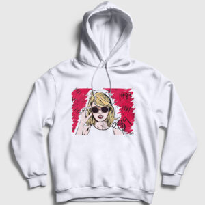 1989 Taylor Swift Kapşonlu Sweatshirt beyaz