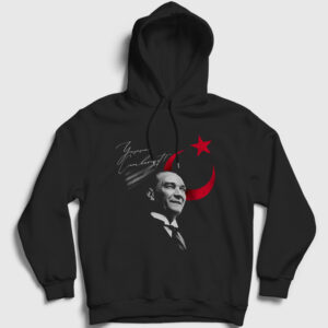 29 Ekim Yaşasın Cumhuriyet Atatürk Kapşonlu Sweatshirt siyah