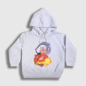 Aang Anime Avatar The Last Airbender Çocuk Kapşonlu Sweatshirt beyaz