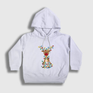 Adorable Reindeer Geyik Yılbaşı Çocuk Kapşonlu Sweatshirt beyaz