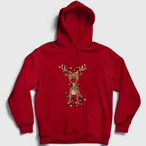 Adorable Reindeer Geyik Yılbaşı Kapşonlu Sweatshirt kırmızı