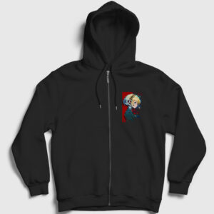 Aigis Oyun Persona 3 Fermuarlı Kapşonlu Sweatshirt siyah