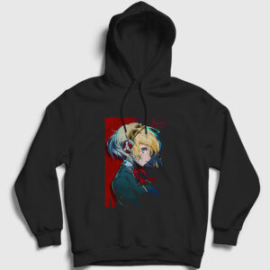 Aigis Oyun Persona 3 Kapşonlu Sweatshirt siyah