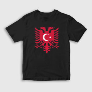 Albania Türkiye Arnavutluk Bayrağı Çocuk Tişört siyah