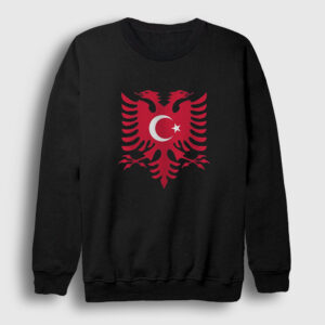 Albania Türkiye Arnavutluk Bayrağı Sweatshirt siyah