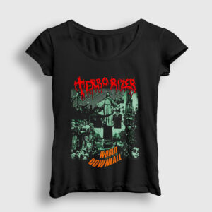 Album World Downfall Terrorizer Kadın Tişört siyah