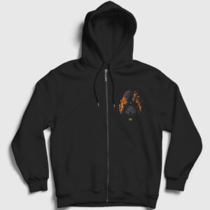 Alevler Pubg Fermuarlı Kapşonlu Sweatshirt siyah