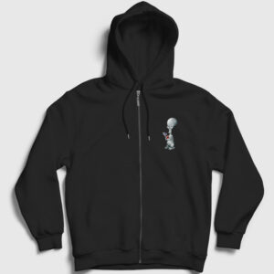 Alien Roger Smith Dizi American Dad Fermuarlı Kapşonlu Sweatshirt siyah