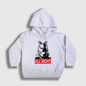 All Might Anime Boku No Hero Academia Çocuk Kapşonlu Sweatshirt beyaz