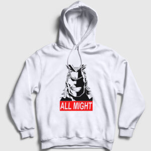 All Might Anime Boku No Hero Academia Kapşonlu Sweatshirt beyaz