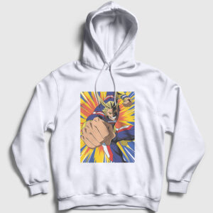 All Might V2 Anime Boku No Hero Academia Kapşonlu Sweatshirt beyaz