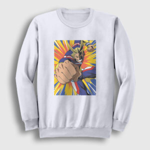 All Might V2 Anime Boku No Hero Academia Sweatshirt beyaz