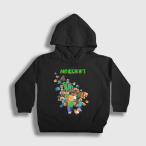 All Minecraft Çocuk Kapşonlu Sweatshirt siyah