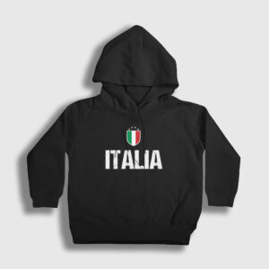 Amblem Italia Italya Çocuk Kapşonlu Sweatshirt siyah