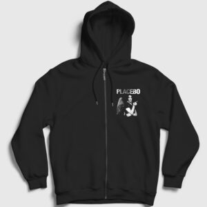 Angel Brian Molko Rock Placebo Fermuarlı Kapşonlu Sweatshirt Siyah