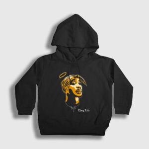 Angel Tupac Shakur Çocuk Kapşonlu Sweatshirt siyah