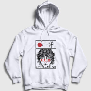 Anime Hanma Baki Kapşonlu Sweatshirt beyaz