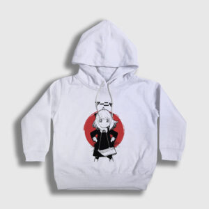 Anya Forger Anime Spy X Family Çocuk Kapşonlu Sweatshirt beyaz