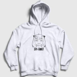 Anya Smug Face Anime Spy X Family Kapşonlu Sweatshirt beyaz