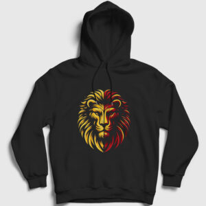 Aslan Kafası Aslanlı Sarı Kırmızı Hediye Kapşonlu Sweatshirt siyah