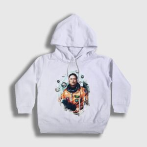 Astronaut Science Elon Musk Çocuk Kapşonlu Sweatshirt beyaz