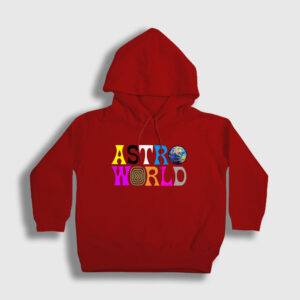 Astroworld V2 Travis Scott Çocuk Kapşonlu Sweatshirt kırmızı