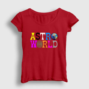 Astroworld V2 Travis Scott Kadın Tişört kırmızı