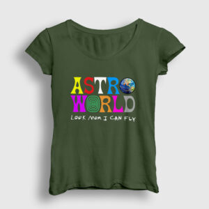 Astroworld V3 Travis Scott Kadın Tişört haki