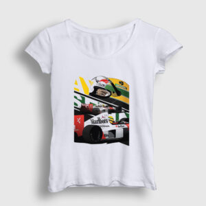 Ayrton Senna Formula 1 F1 Kadın Tişört beyaz