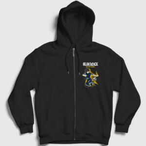 Bachira Meguru Futbol Soccer Anime Bluelock Fermuarlı Kapşonlu Sweatshirt siyah