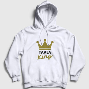 Backgammon King Tavla Kralı Oyun V2 Kapşonlu Sweatshirt beyaz