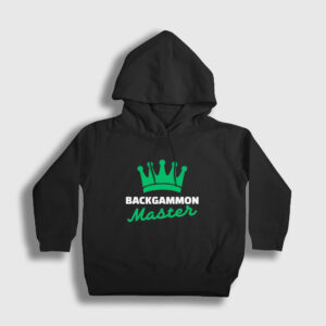 Backgammon Master Tavla Ustası Oyun Çocuk Kapşonlu Sweatshirt siyah