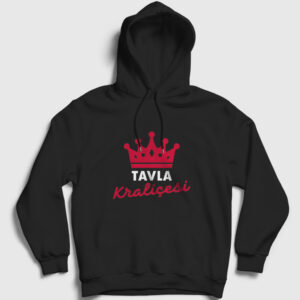 Backgammon Queen Tavla Kraliçesi Oyun V3 Kapşonlu Sweatshirt siyah