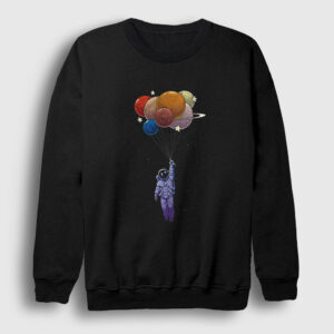 Balloons Astronaut Space Astronot Uzay Sweatshirt siyah