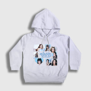 Band K-Pop Focus Hearts2hearts Çocuk Kapşonlu Sweatshirt beyaz