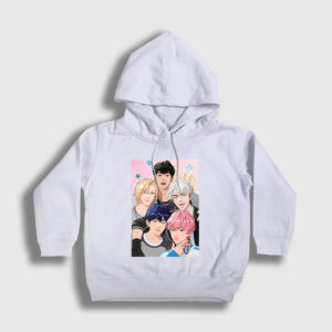 Band K Pop Plave Çocuk Kapşonlu Sweatshirt beyaz