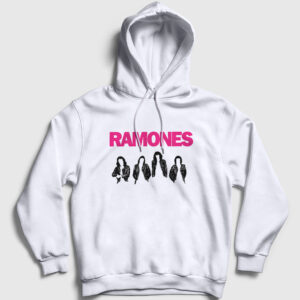 Band V2 Ramones Kapşonlu Sweatshirt beyaz