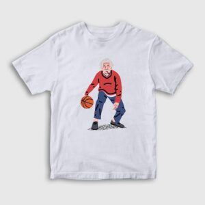 Basketball Basketbol Albert Einstein Çocuk Tişört beyaz