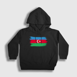 Bayrak Flag Azerbaycan Azerbaijan Çocuk Kapşonlu Sweatshirt siyah