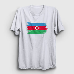 Bayrak Flag Azerbaycan Azerbaijan Tişört beyaz