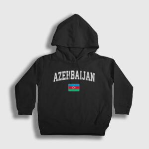 Bayrak Flag V2 Azerbaycan Azerbaijan Çocuk Kapşonlu Sweatshirt siyah