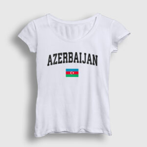 Bayrak Flag V2 Azerbaycan Azerbaijan Kadın Tişört beyaz