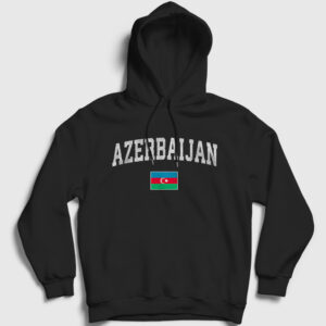 Bayrak Flag V2 Azerbaycan Azerbaijan Kapşonlu Sweatshirt siyah