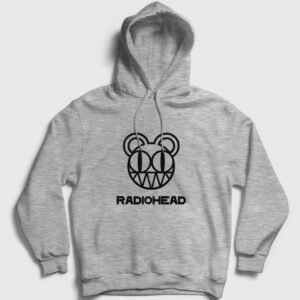 Bear Logo Radiohead Kapşonlu Sweatshirt gri kırçıllı