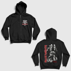 Beast Metal Iron Maiden Sırt Baskılı Fermuarlı Kapşonlu Sweatshirt siyah