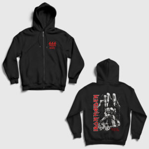 Beast V2 Metal Iron Maiden Sırt Baskılı Fermuarlı Kapşonlu Sweatshirt siyah