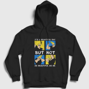 Beautiful Day Johnny Bravo Kapşonlu Sweatshirt siyah
