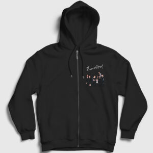 Beautiful K-Pop Monsta X Fermuarlı Kapşonlu Sweatshirt siyah