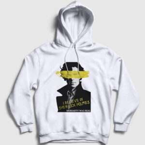 Believe Sherlock Holmes Kapşonlu Sweatshirt beyaz