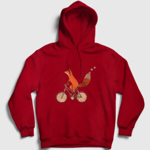 Bicycle Fox Tilki Kapşonlu Sweatshirt kırmızı